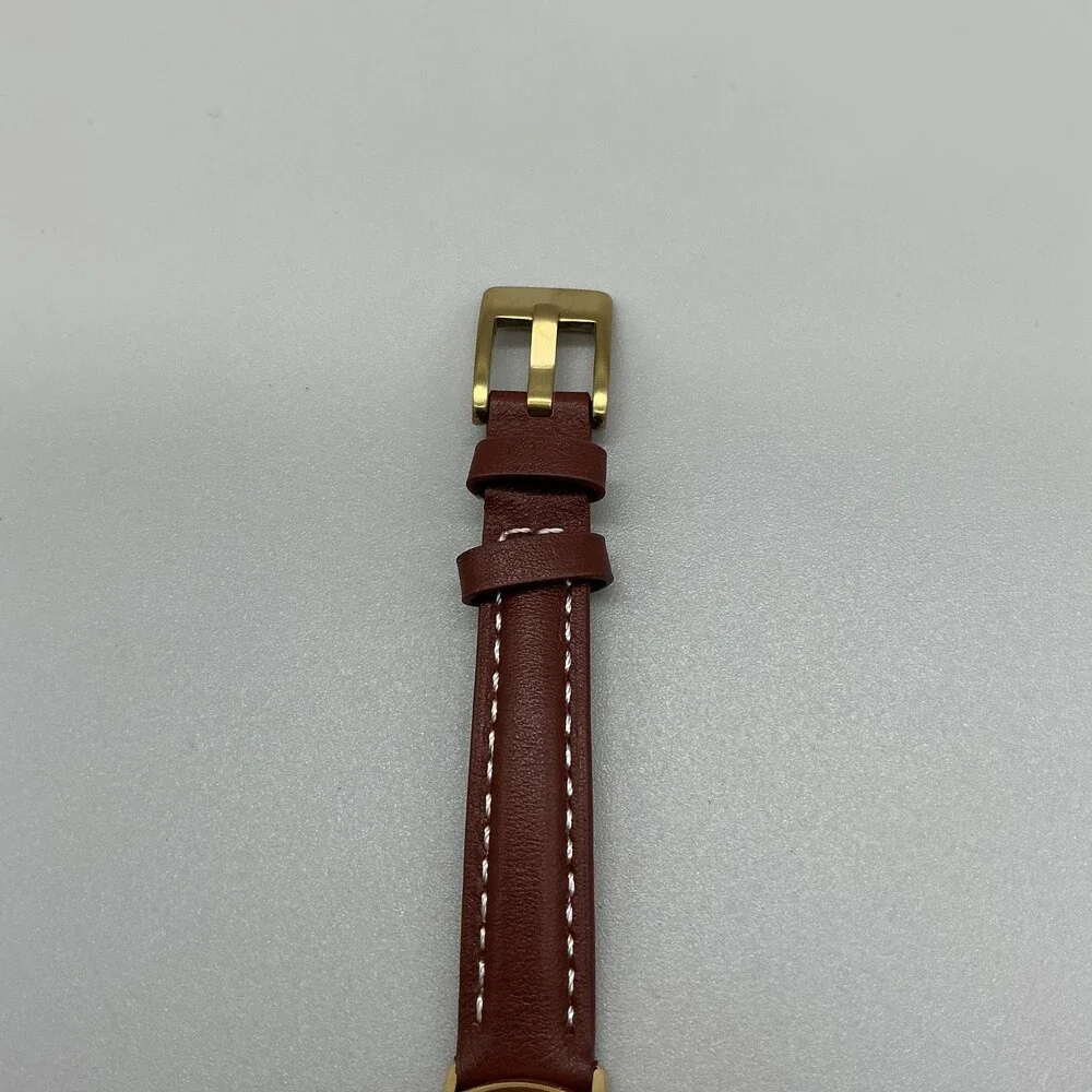 Bulova Womens Watch 26mm Cream Dial Brown Leather Strap Gold Tone New Battery